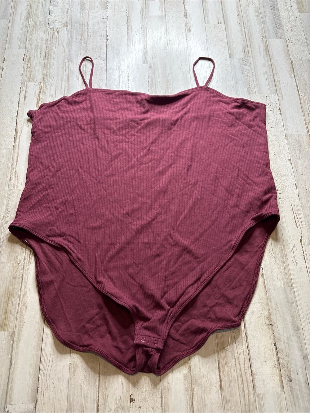 Old Navy Women's Plus Size 4X Ribbed Maroon Tank Style Bodysuit Snap Closure